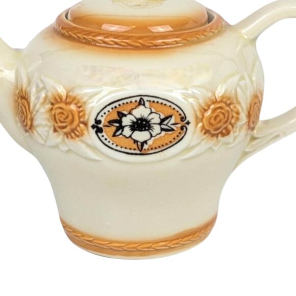 Vintage Porcelier Sunflower Teapot: Brown Medallion, Collectible Kitchenware - Picture 6 of 7